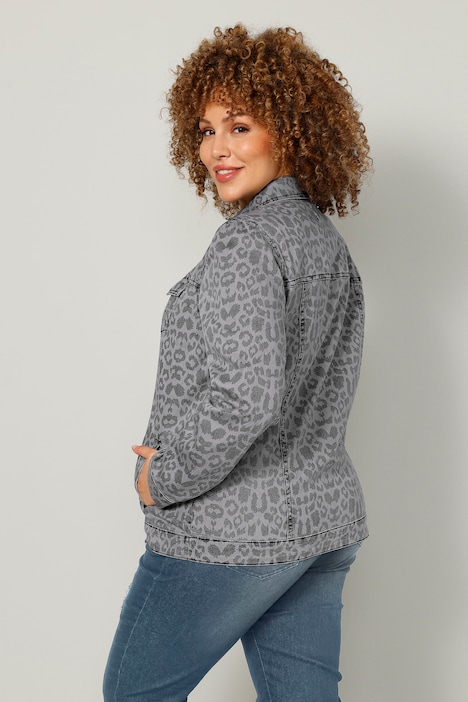 Jeansjacke, Animalprint, Langarm