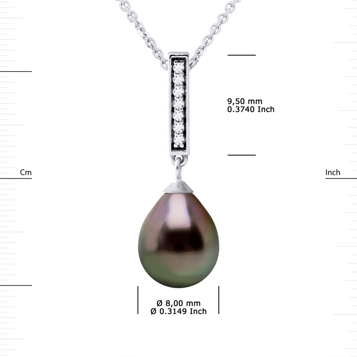 Collier Joaillerie Perle de Tahiti Poire 8-9 mm Argent 925