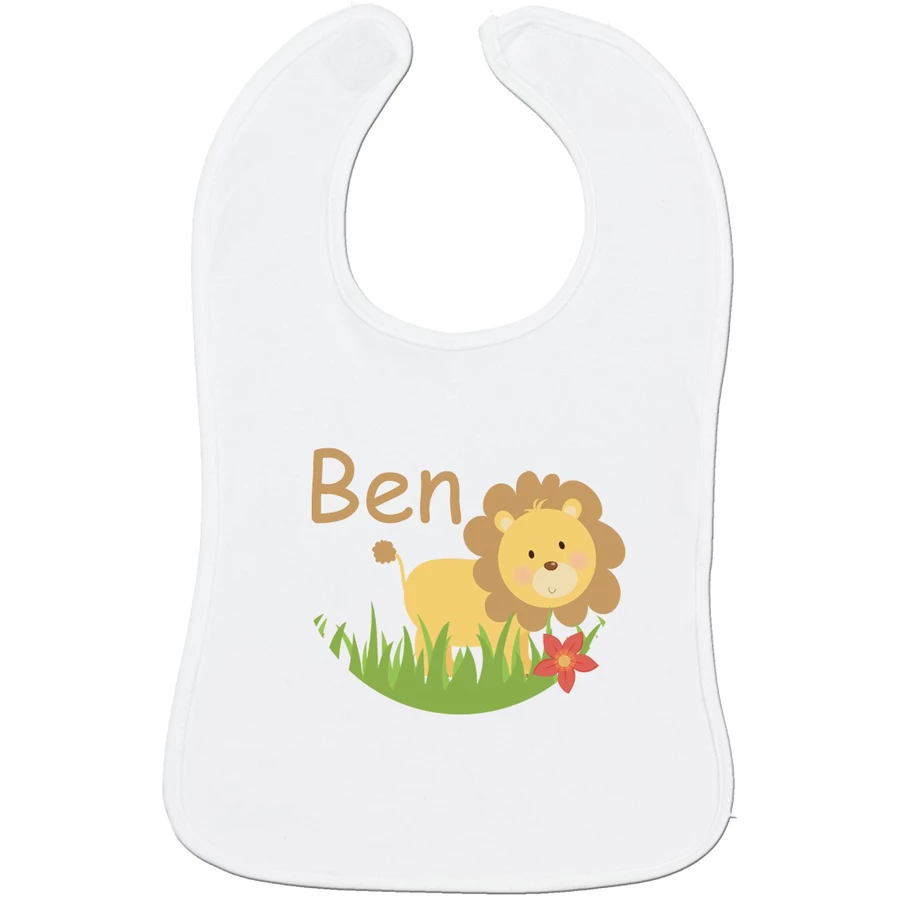Schnullireich Geschenkset mit Namen Natura: Puresigns Kinderbesteck + Lätzchen Löwe Silber