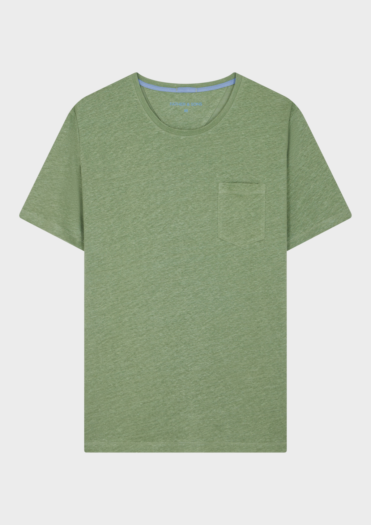 Tee-shirt manches courtes en lin col rond uni vert