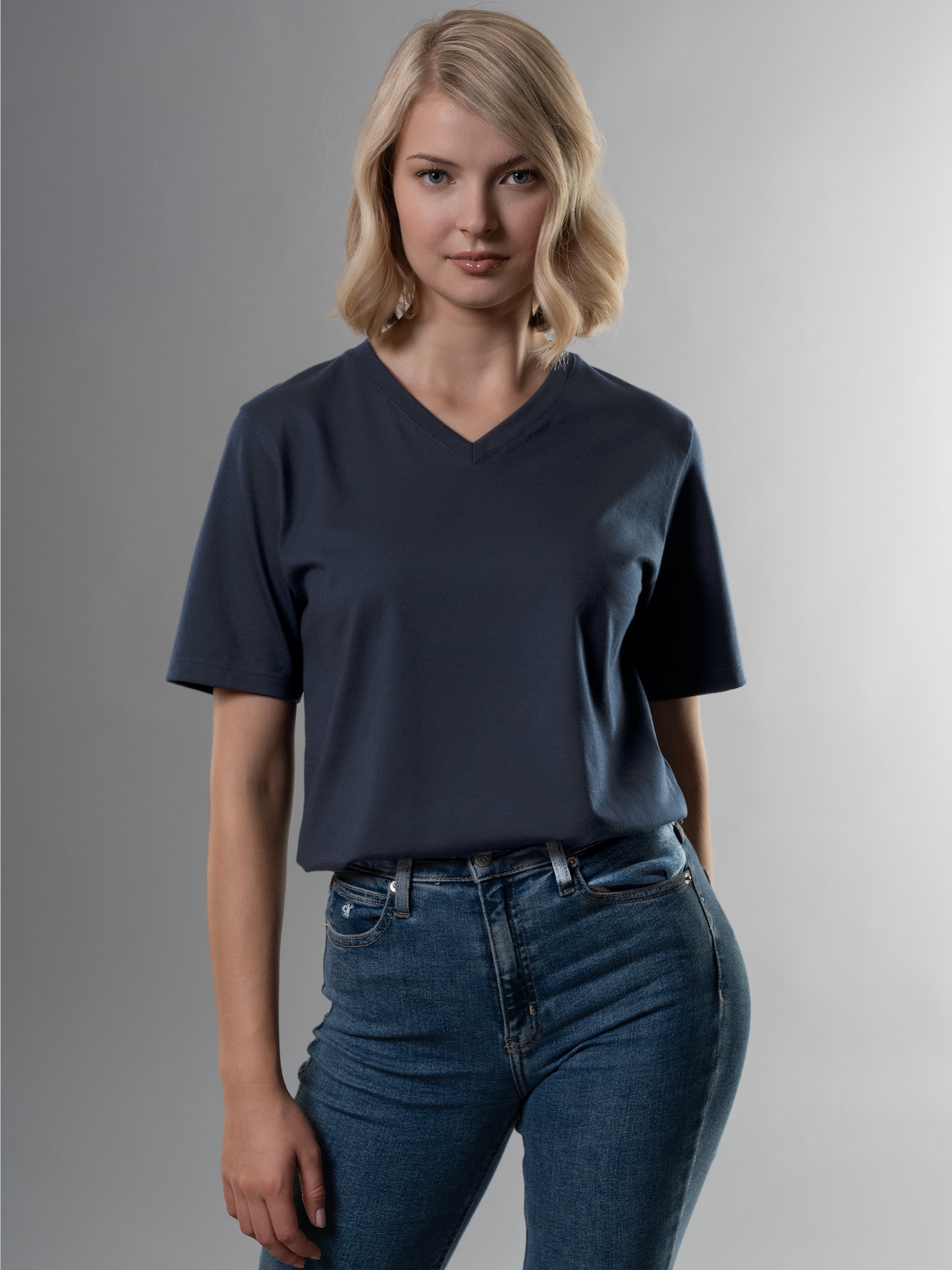 V-Shirt DELUXE Baumwolle Navy