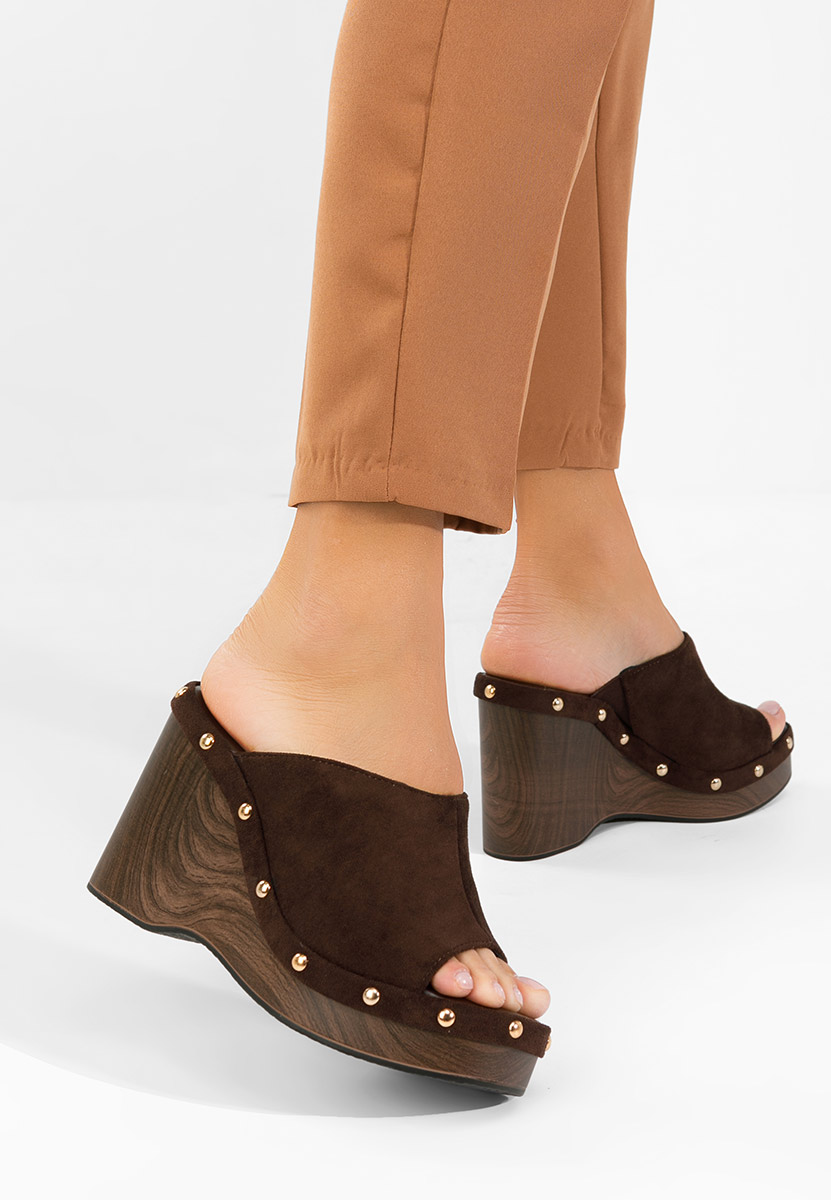 Mules à plateforme bruns Jazminia