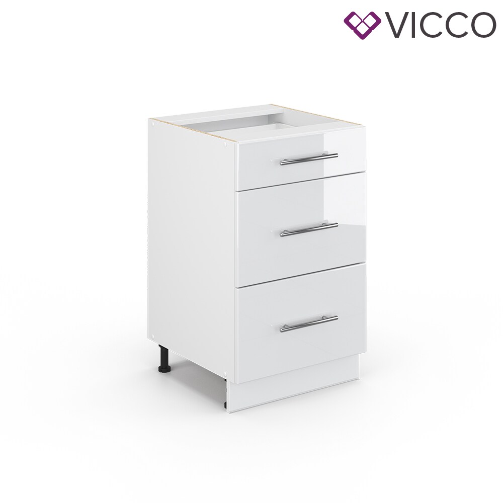 VICCO Schubunterschrank 50 cm Weiß Küchenzeile Unterschrank Fame