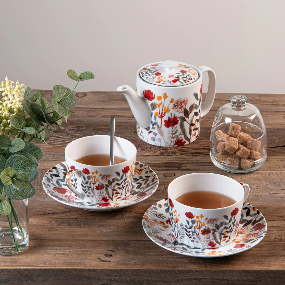 Coffret de 4 tasses et sous tasses 18 cl Flor Table passion
