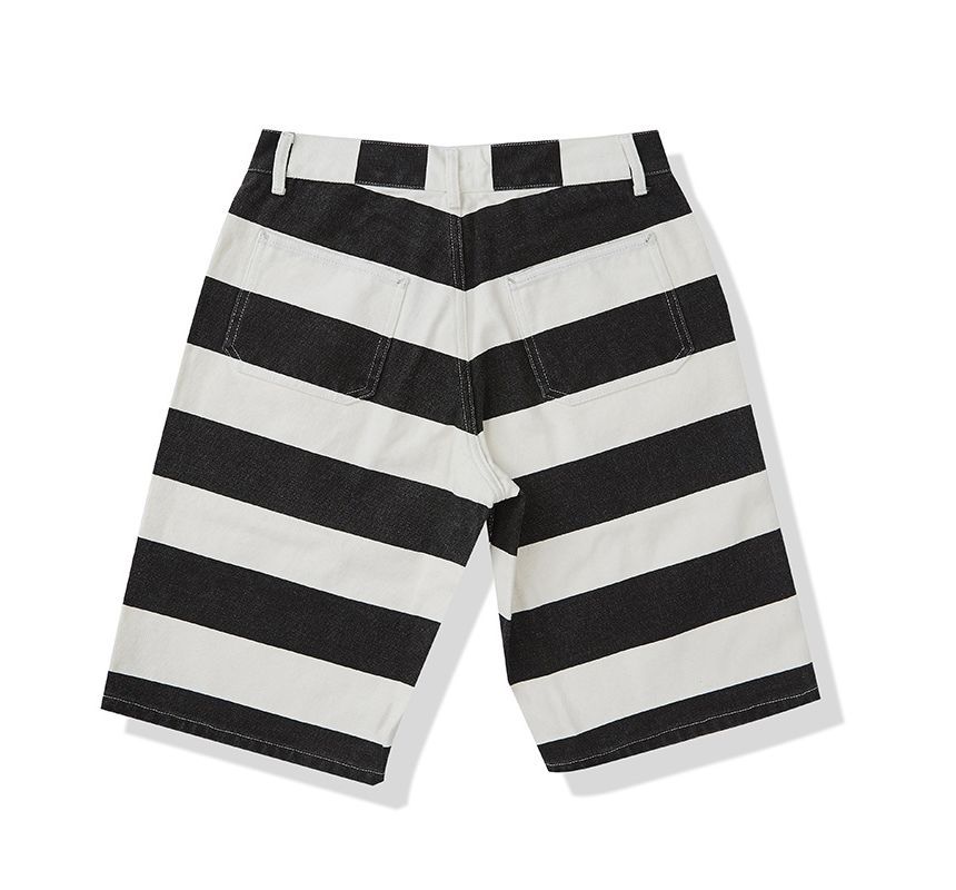 OKONKWO - Gestreepte canvas shorts