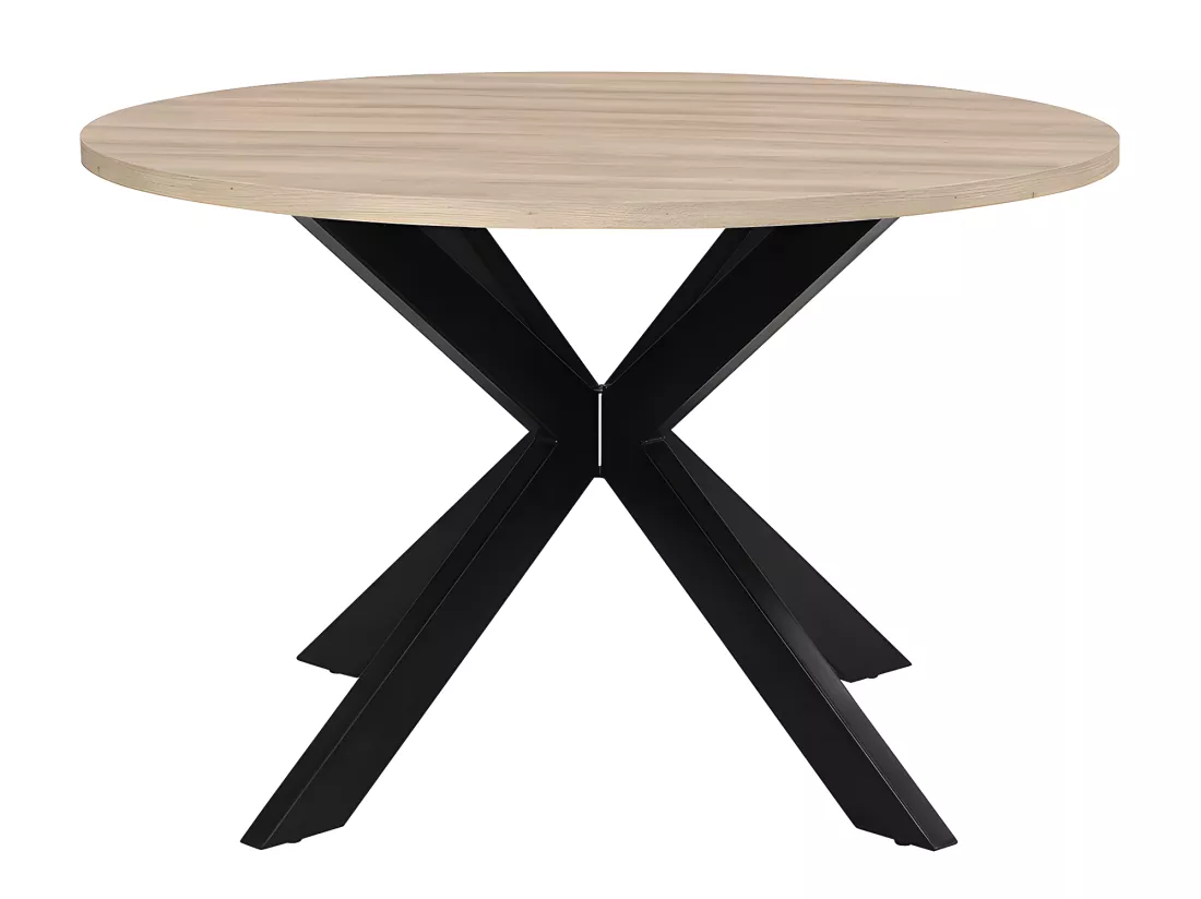 Table à manger TILKI - 4 personnes - MDF & Métal - Chêne et Noir
