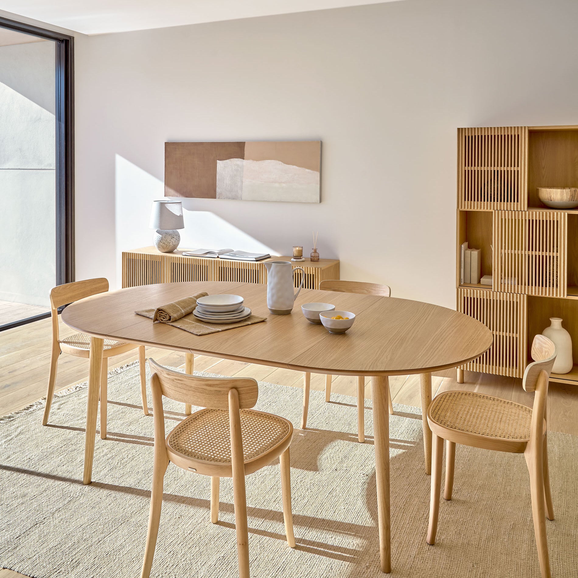 Kave Home Oqui Eettafel Uitschuifbaar Rond - 120/200 x 90 cm - Eiken