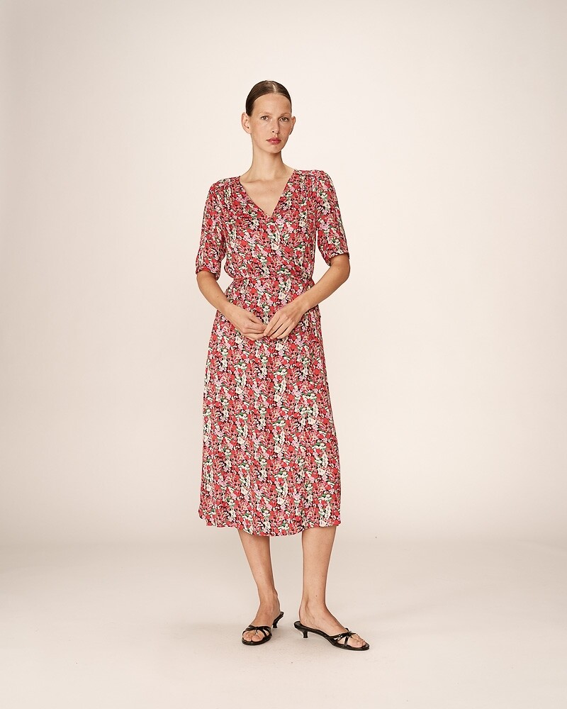 GRACE & MILA<br>Vestido longo envelope, estampa floral, PERLINE