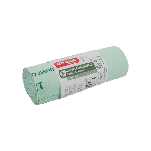 Housse conteneur compostable 240L vert 18µ sans lien Alfapac
