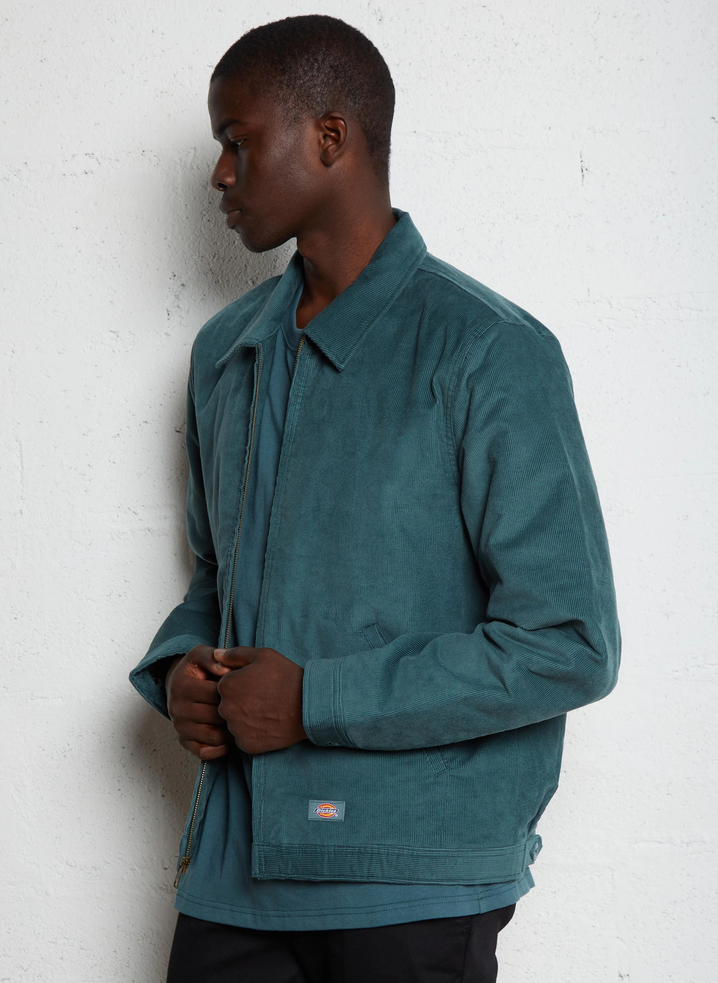 CORDUROY - Veste droite col classique en coton mélangé | Vert