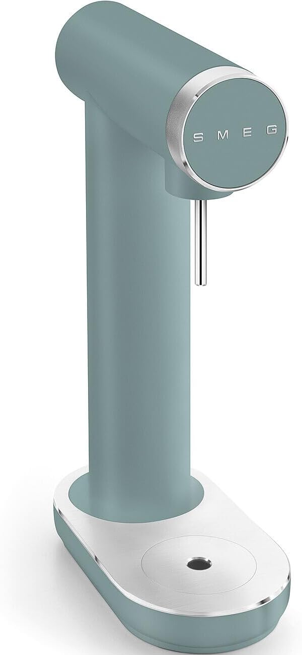 Smeg, SKC01EGM Wassersprudler mit Sprudelregler und Tropfschale, 800-ml-Flasche, CO₂-Zylinder nicht enthalten, Smaragdgrüne Matte