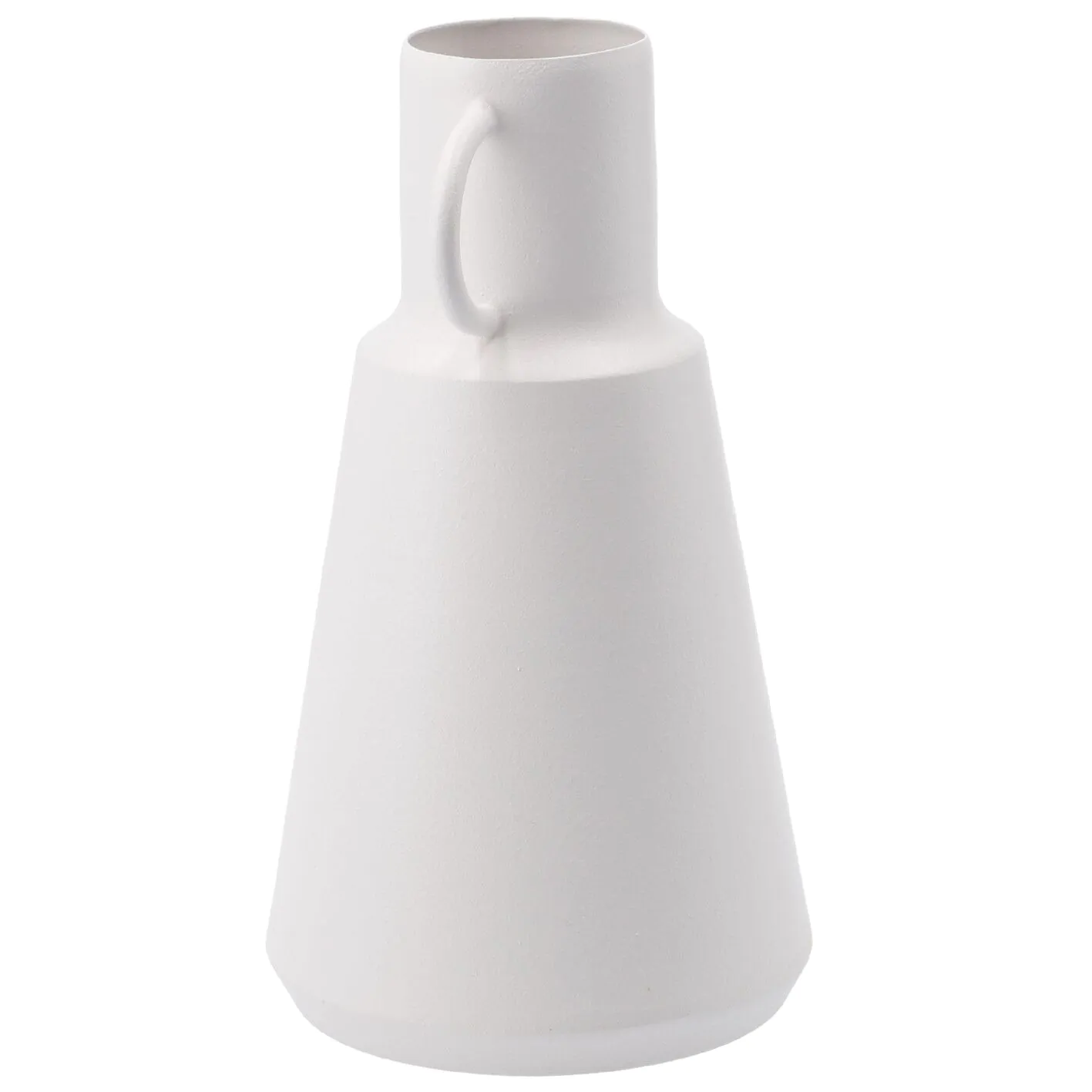 Vase Metall, hoch/weiß, 19.5 cm