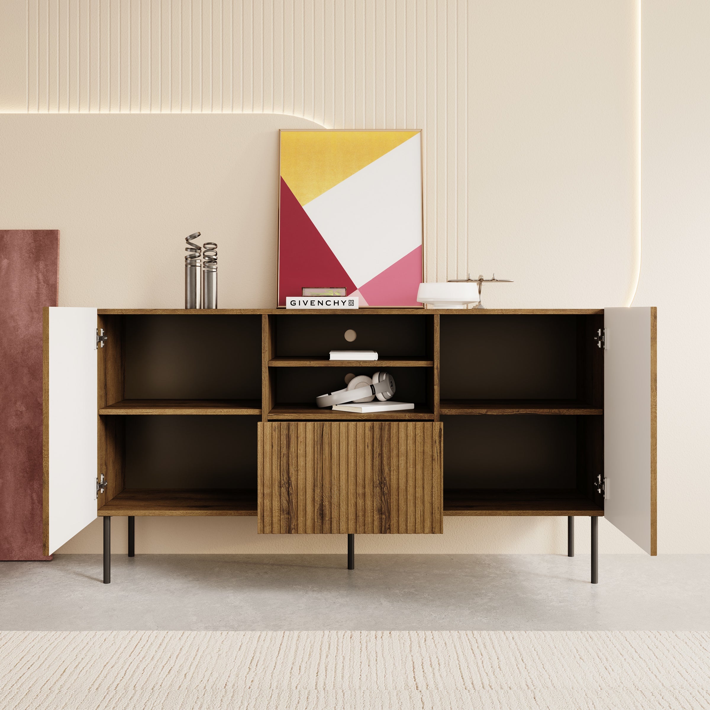 Meubella - Dressoir Tartagal - Donkerbruin eiken - 150 cm
