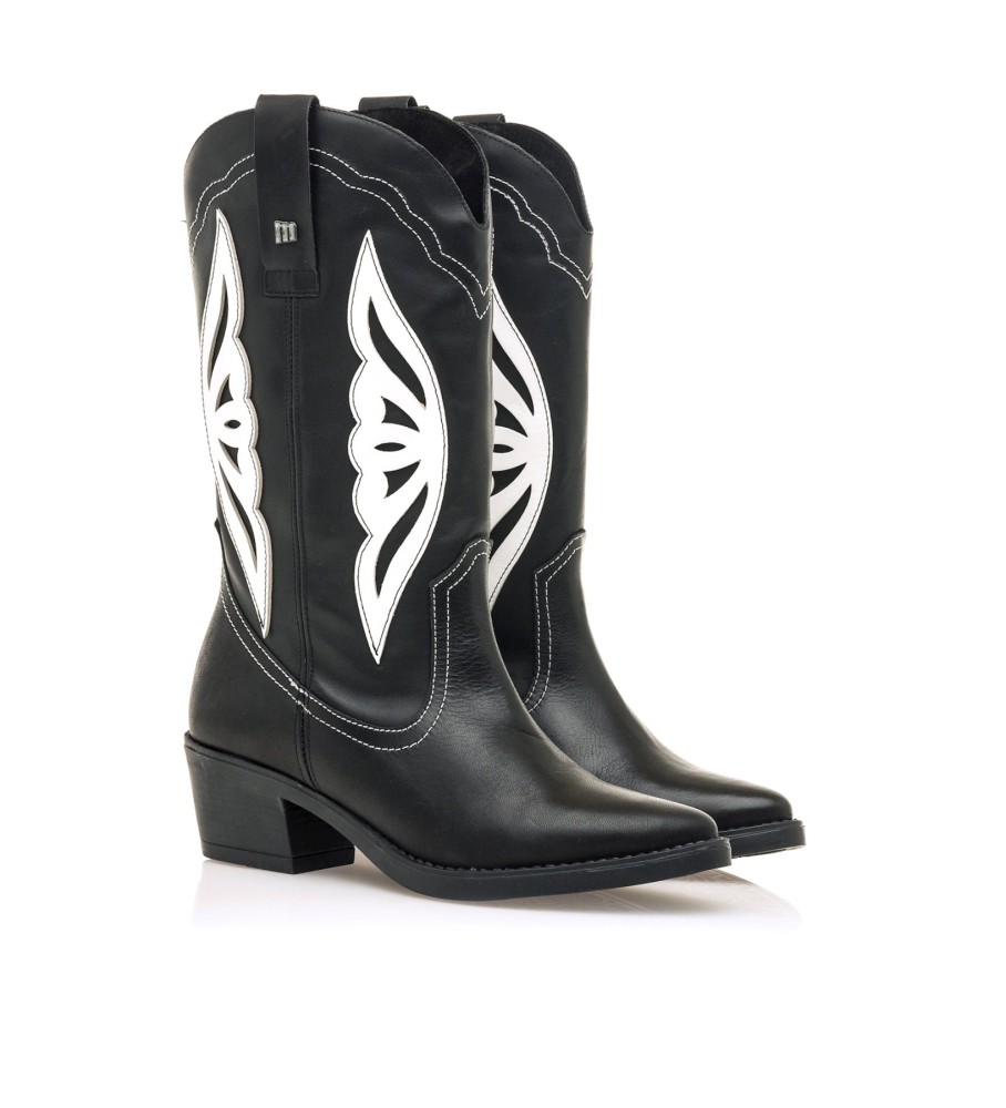 Botas Mustang Teo em couro preto - Salto de 5 cm -