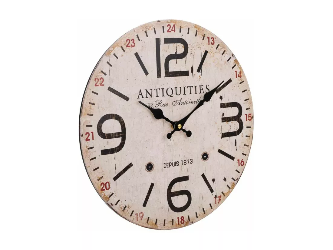Horloge murale en bois blanc d34x2h