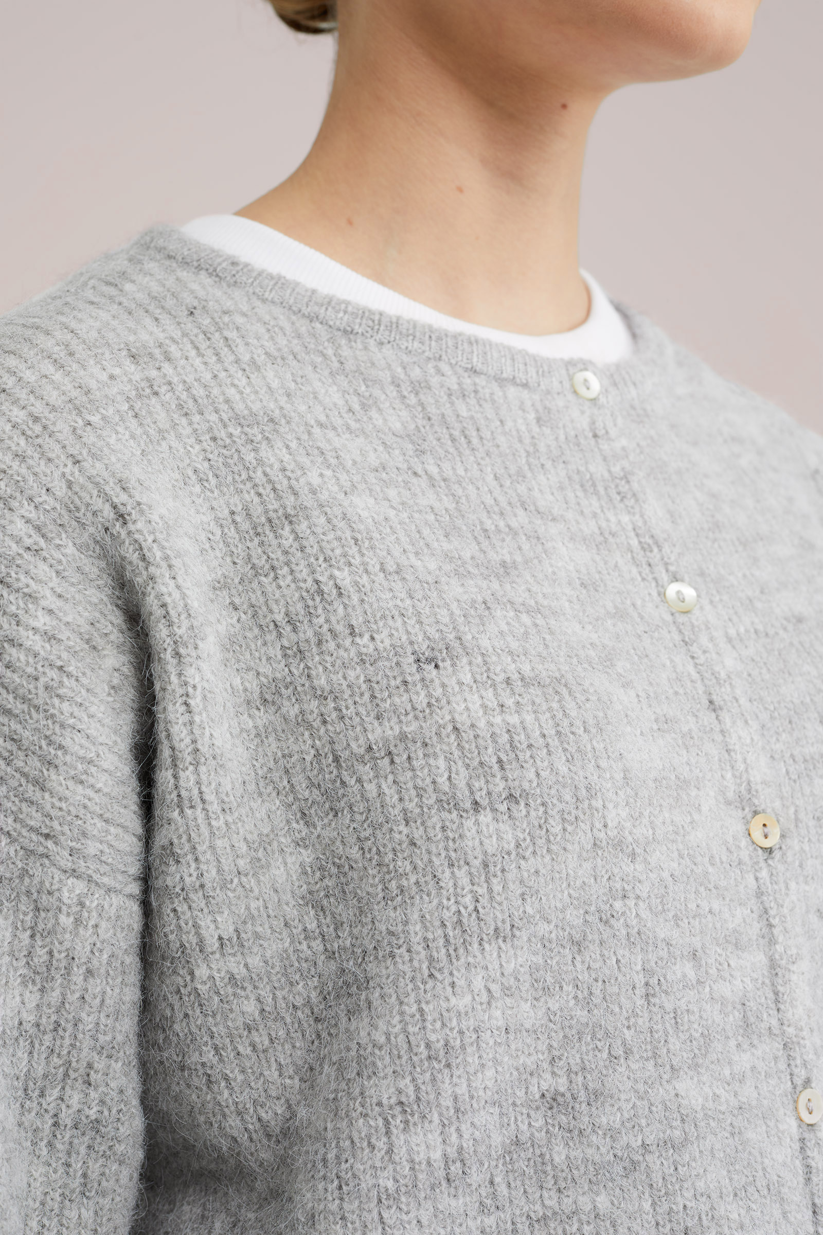 gebreid vest van wolmix WE Fashion Lichtgrijs