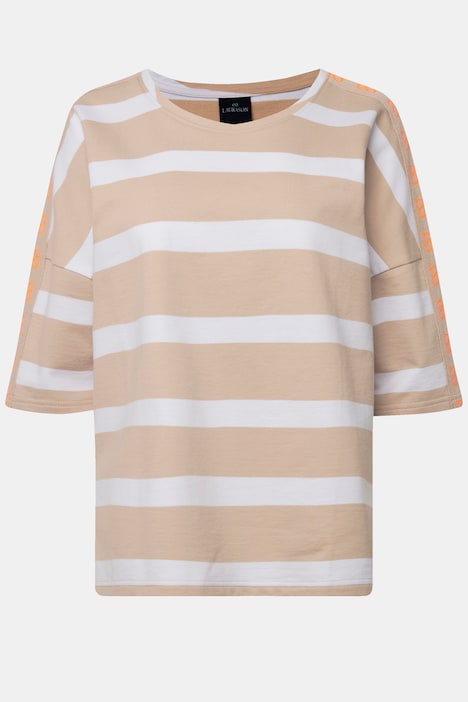 Sweatshirt, oversized, Ringel, Halbarm, OEKO-TEX