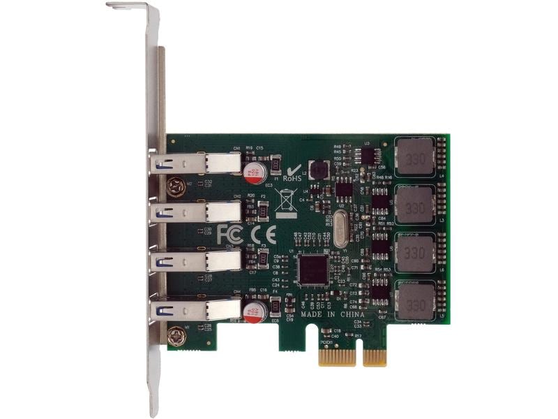 Exsys PCI-Express-Karte EX-11194 PCIe-Schnittstellenkarte mit vier USB-3.0 Anschlüssen