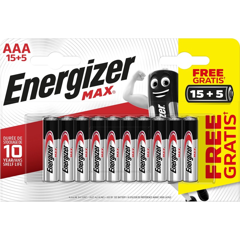 Energizer Batterien Max, 15 Stück + 5 gratis, AAA/LR03, 20 Stück