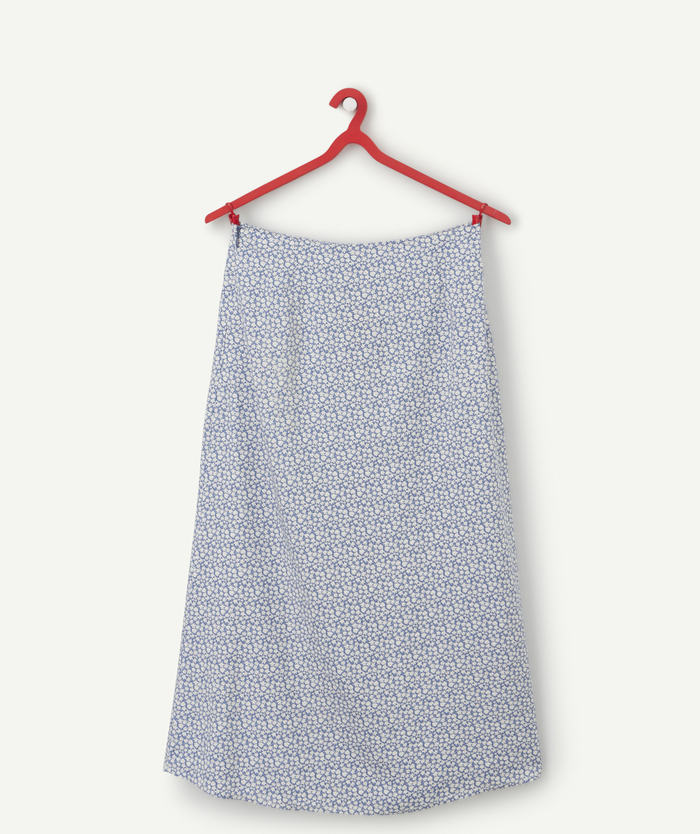 JUPE LONGUE BLEUE À IMPRIMÉ FLEURI AVEC FENTE EN VISCOSE RESPONSABLE