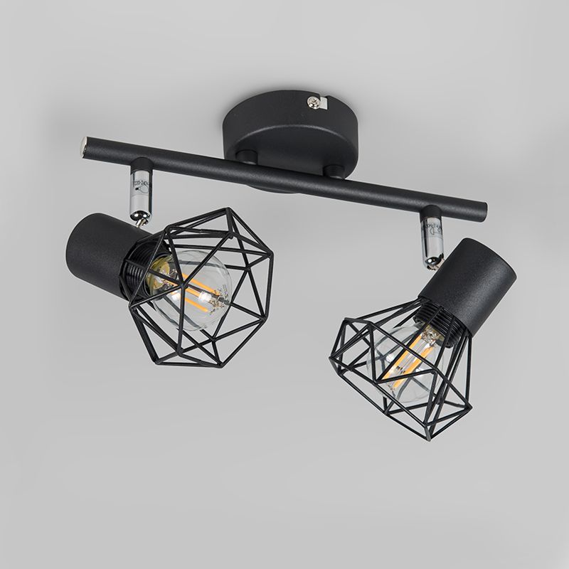 Art deco spot zwart draai- en kantelbaar 2-lichts - Mosh