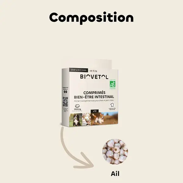 Biovetol - Comprimés Bien-être Intestinal Chiot / Petit chien Bio - x 10