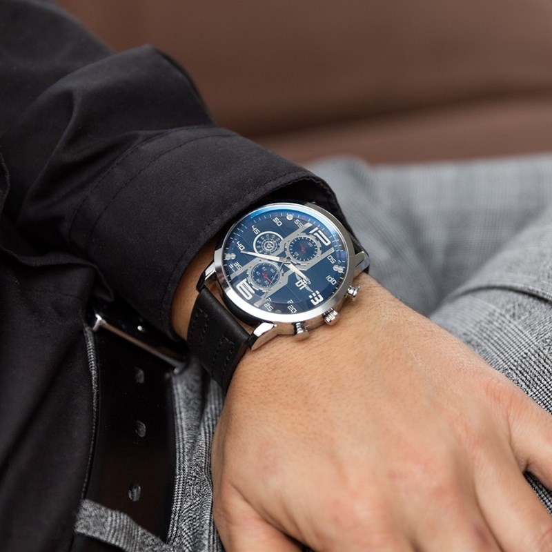 Montre Homme M. JOHN bracelet Cuir Noir