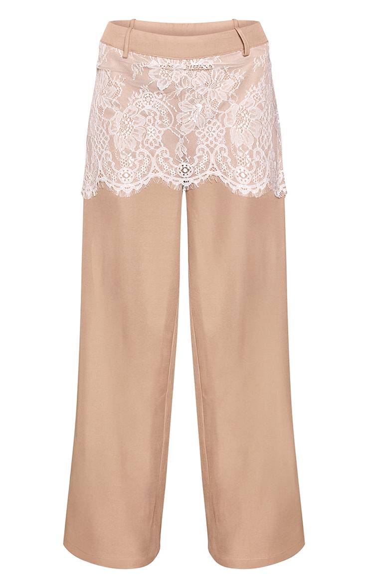 Gris Pantalon Large Superposition Jupe Midi Tissée Ajustée