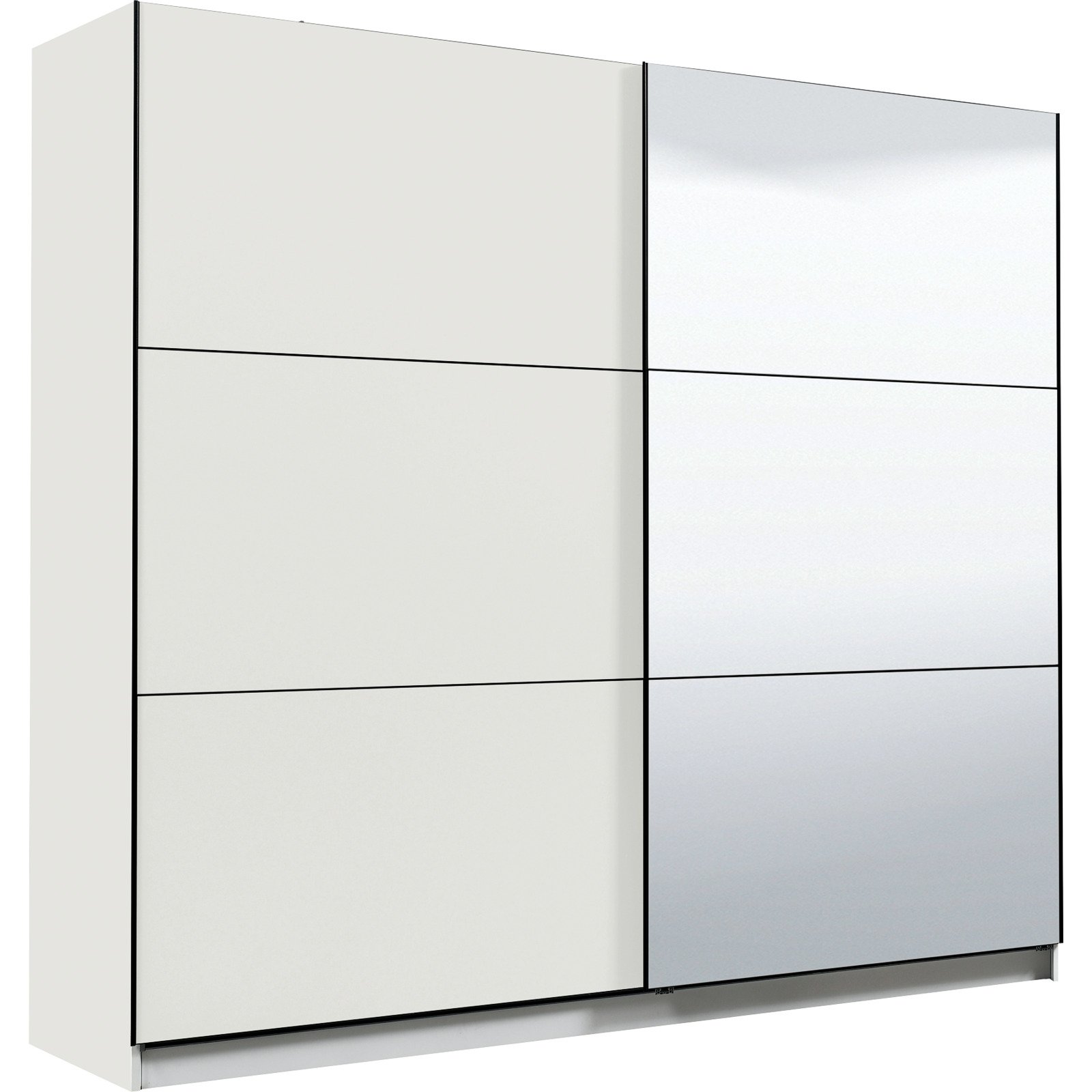 Schwebetürenschrank Sardinia Melamin weiss 217 x 210 x 62,5 cm, mit Spiegel