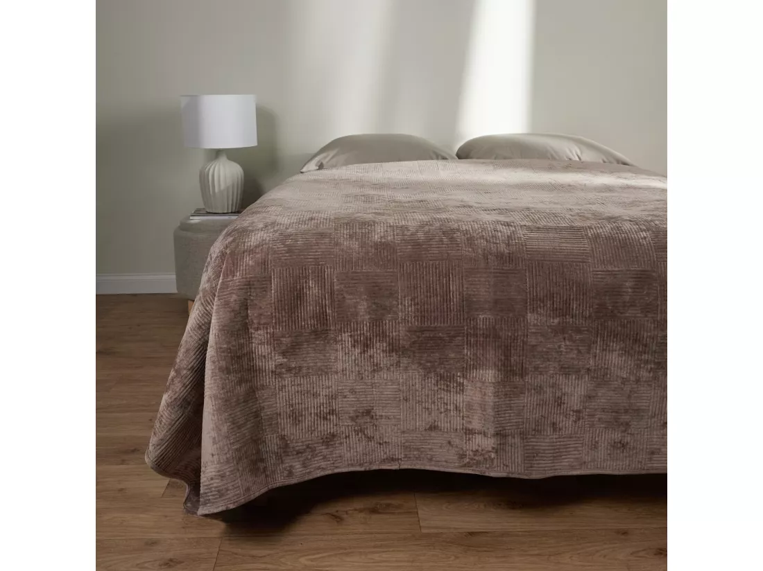 Jeté de lit Quadron Beige Foncé Polyester 200 x 220