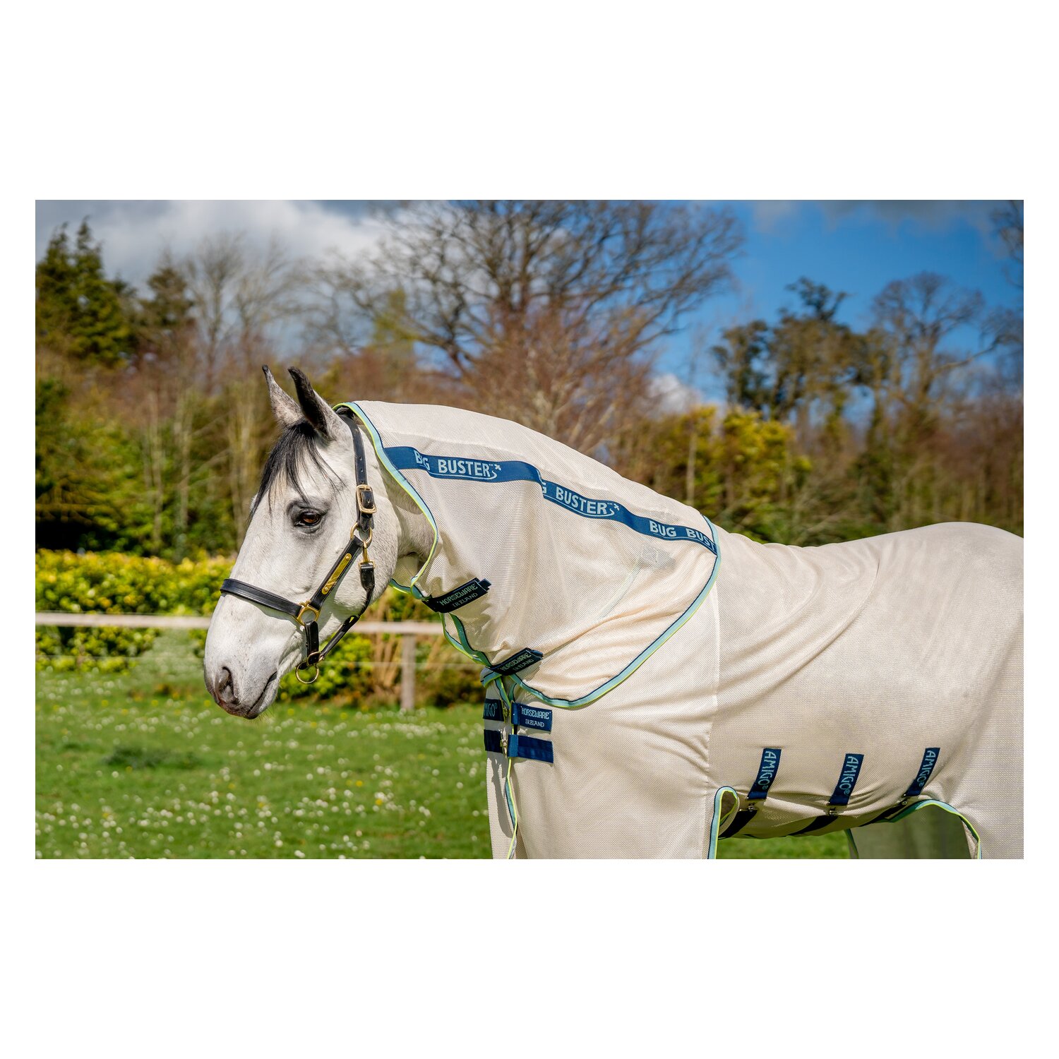 HORSEWARE Fliegendecke AMIGO Bug Buster  - chalk/navy/blue/haze