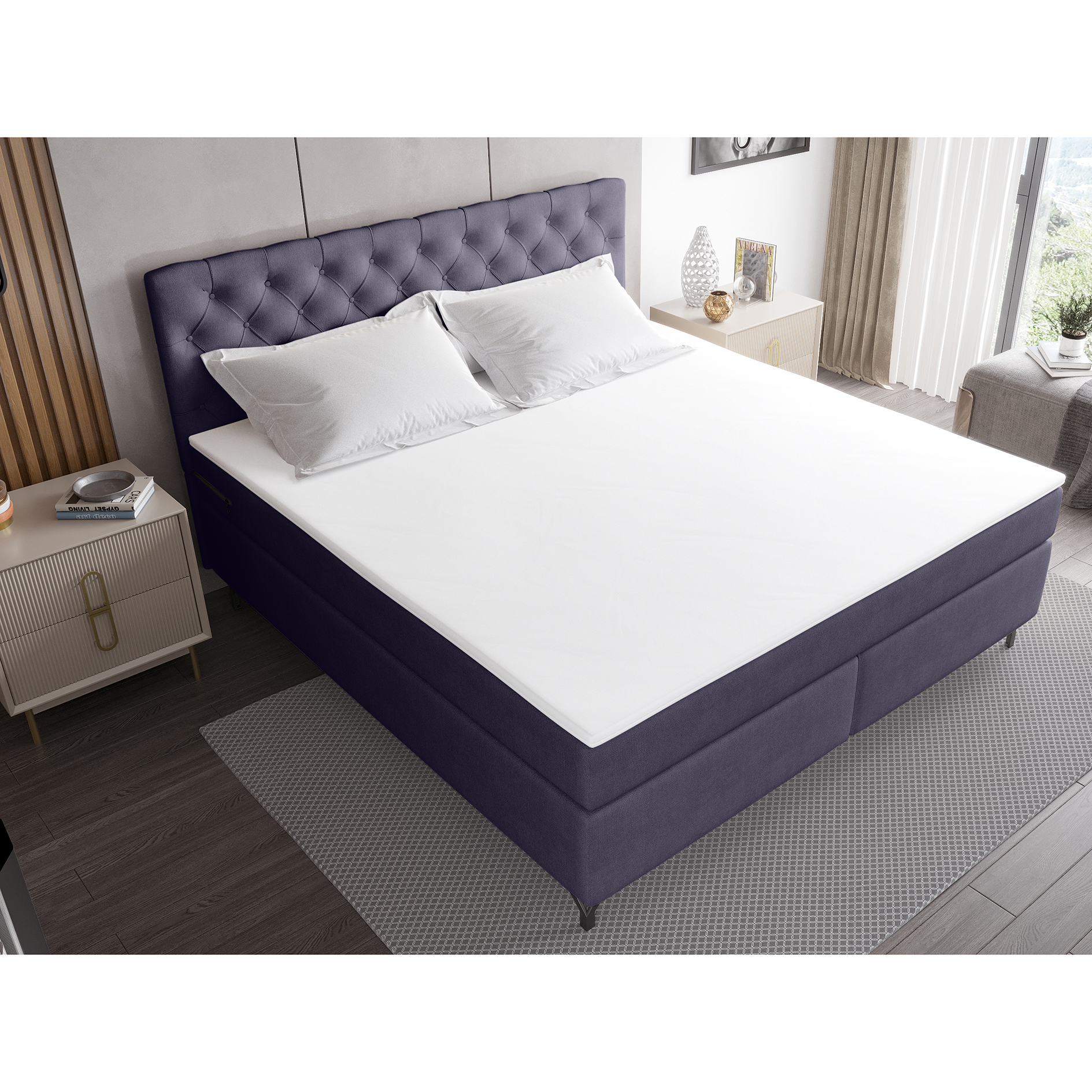 Boxspringbett - dunkelgrau - inklusive Topper - 180x200 cm