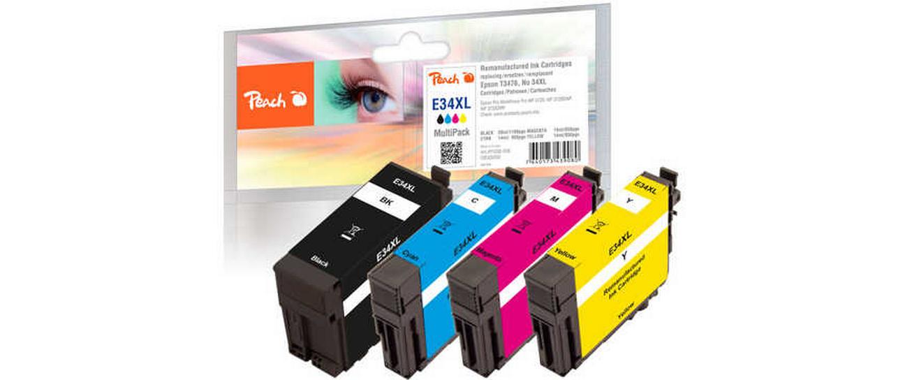 Tinte Epson T3476, No 34XL BK, C, M, YDruckerpatronen: 1 x Schwarz, 1 x Cyan, 1x Magenta, 1x Gelb