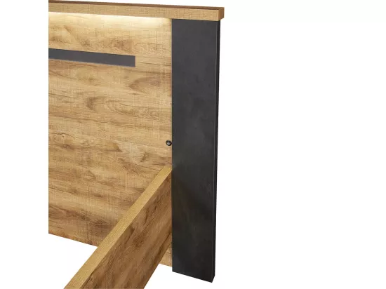 CANDAS - Ensemble Lit 160x200cm + Chevets Effet Bois
