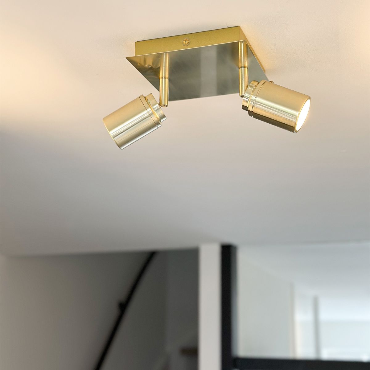 Moderne badkamer spot messing vierkant 2-lichts IP44 - Ducha