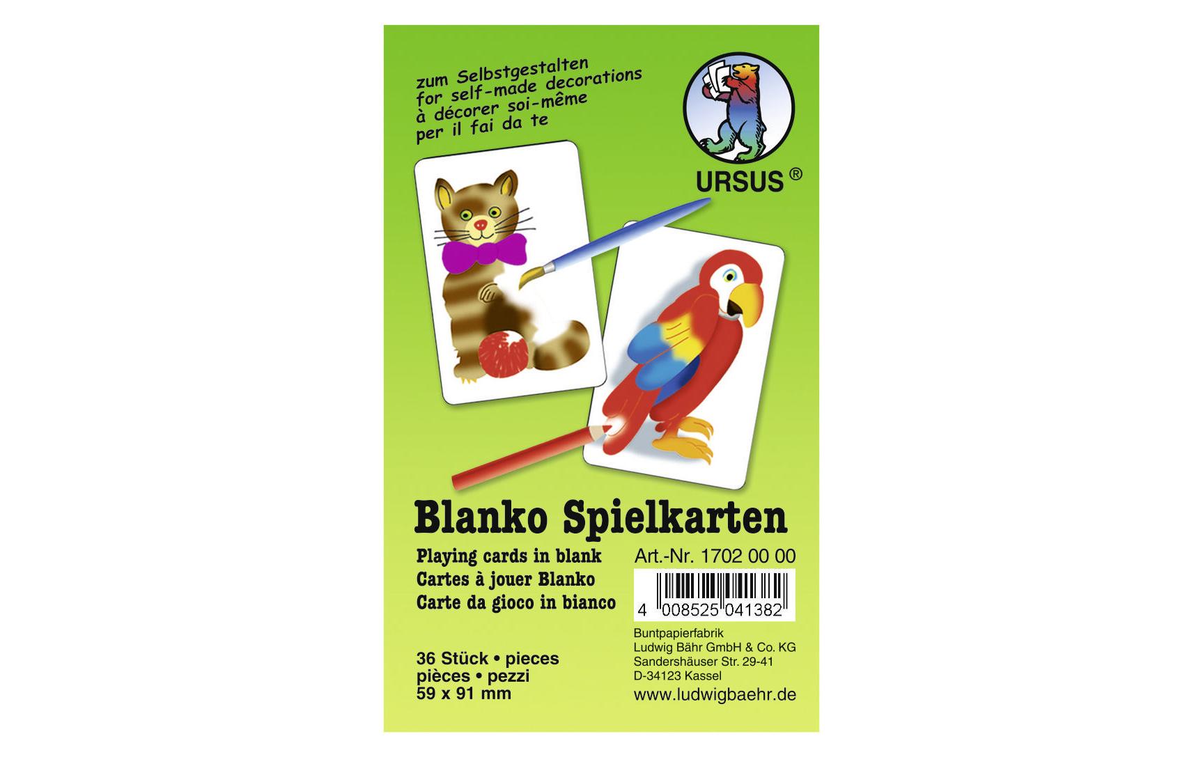 Papp-Karte zum Spielen 36 StückSpielkarten, unbedruckt