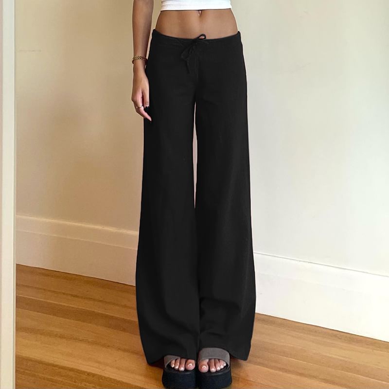 Sosana - Lage taille, rechte, wijde broek