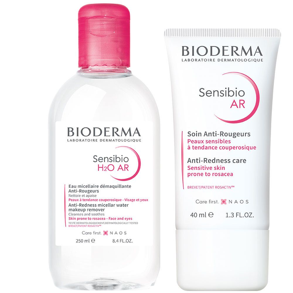 BIODERMA Sensibio H2O AR - Sanft reinigendes Mizellenwasser  + BIODERMA Sensibio AR - Beruhigende Creme