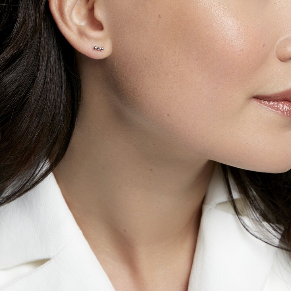 Boucles D'oreilles Puces Ina Argent Blanc