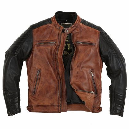 Blouson Helstons CRUISER - cuir RAG - Beige / Noir