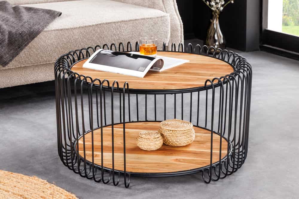 Industrial Couchtisch TRUE ELEMENTS 70cm natur Akazie Massivholz