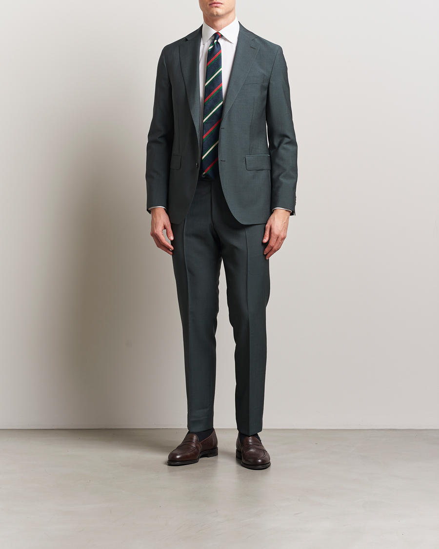 Oscar Jacobson Fogerty Wool/Mohair Suit Blazer Green