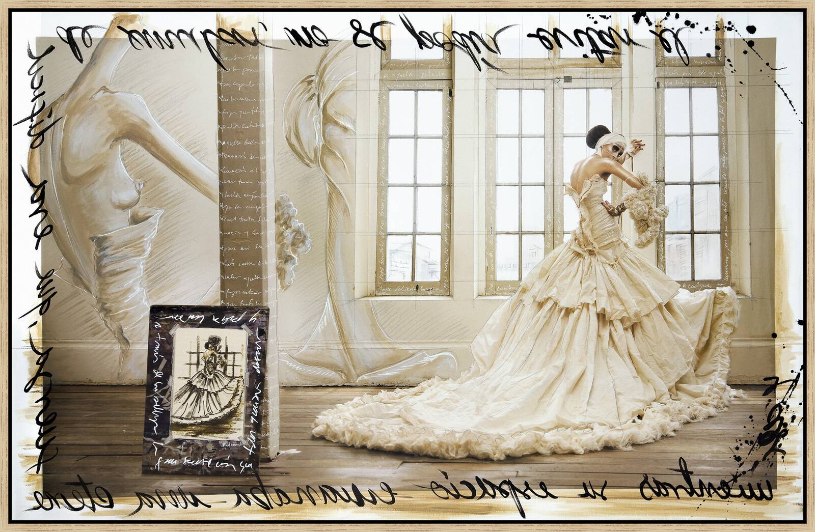 Haute Couture beige dress by Efren Isaza - Limited Edition. Edition of: 100. Signed.