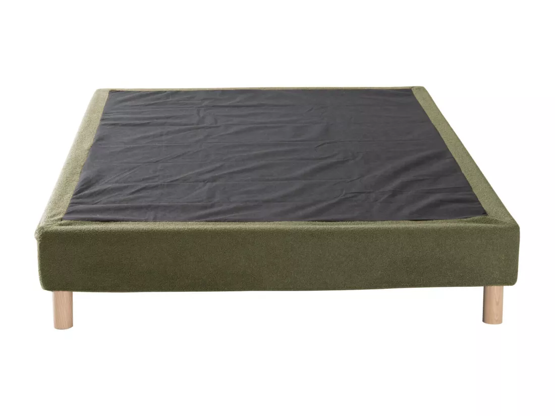 Cache-sommier bouclette intégral kaki 180x200 - Boucletta
