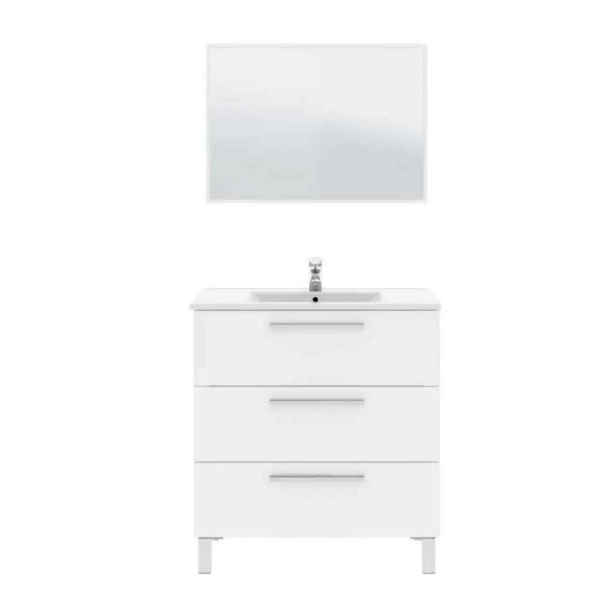 Dansmamaison Meuble sous vasque 80 cm + vasque + miroir blanc