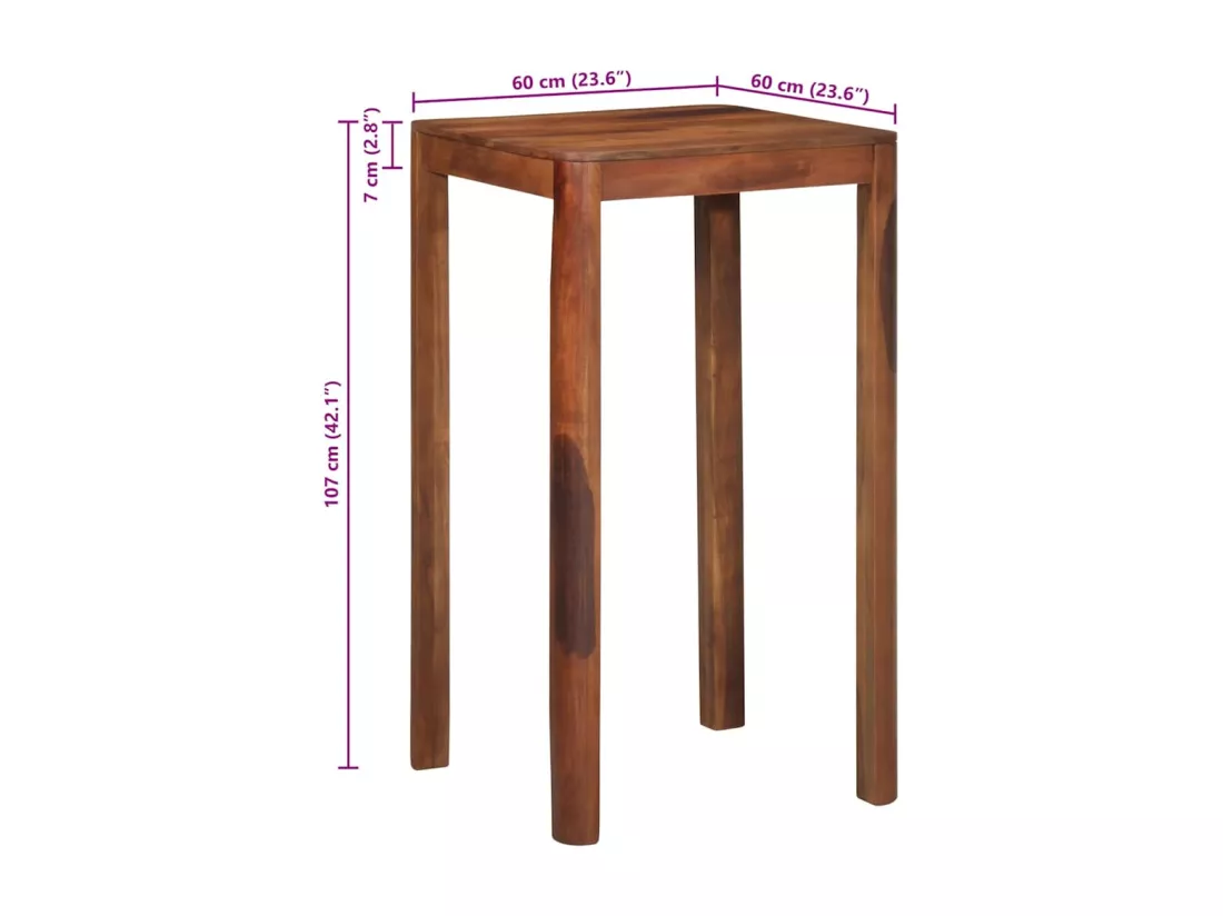 Table de bar 60 x 60 x 107 cm bois massif d'acacia