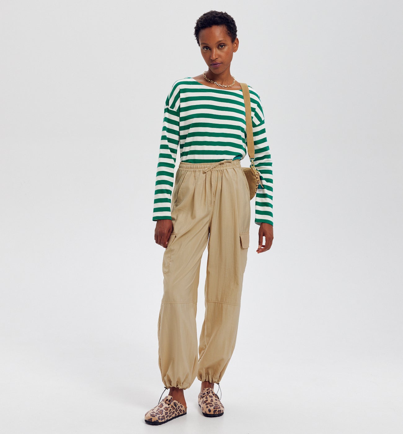 T-shirt marinière Femme - Rayé vert