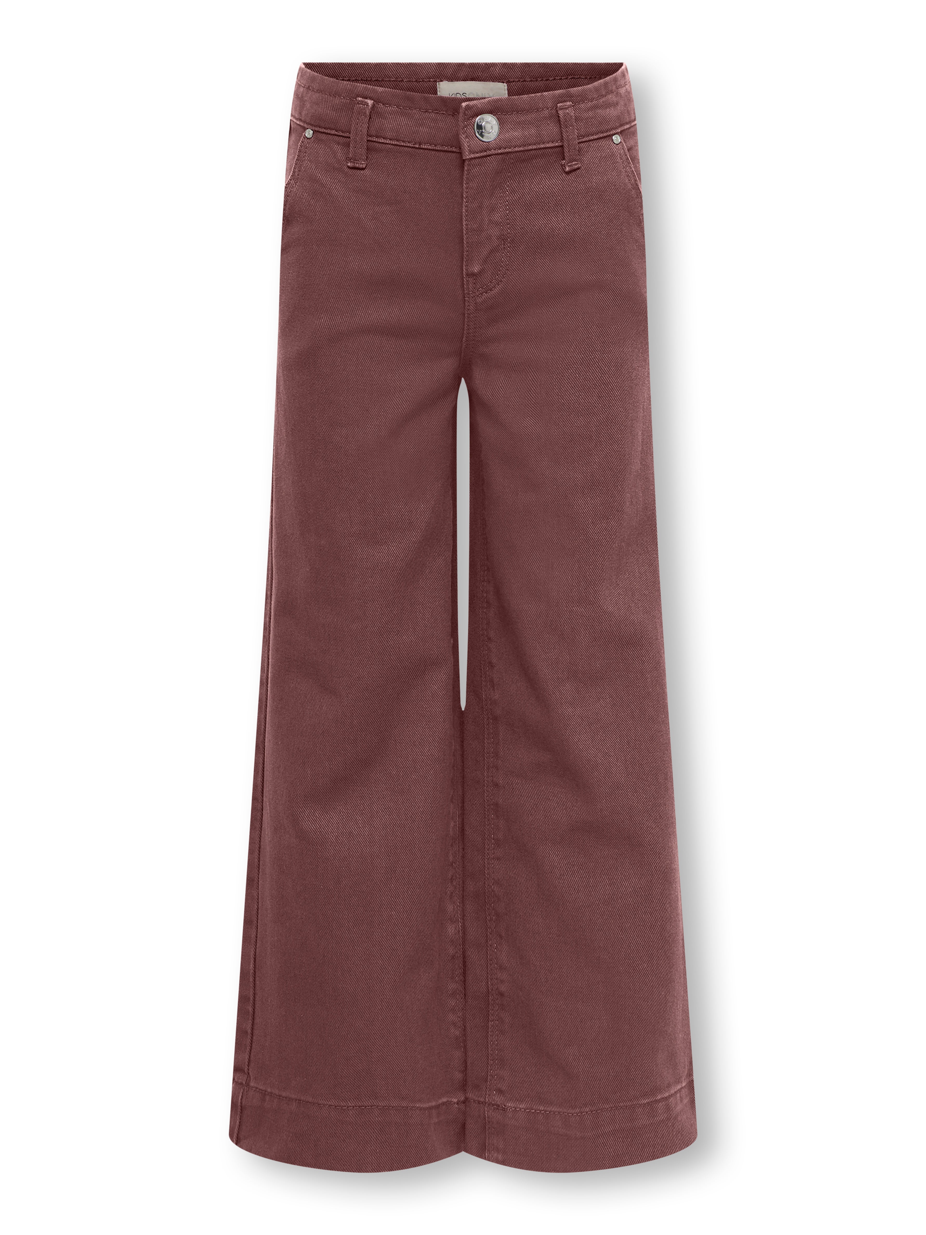 KOGNEW Mittlere Taille Verkürzt Hose mit weitem Beinschnitt Rose Brown