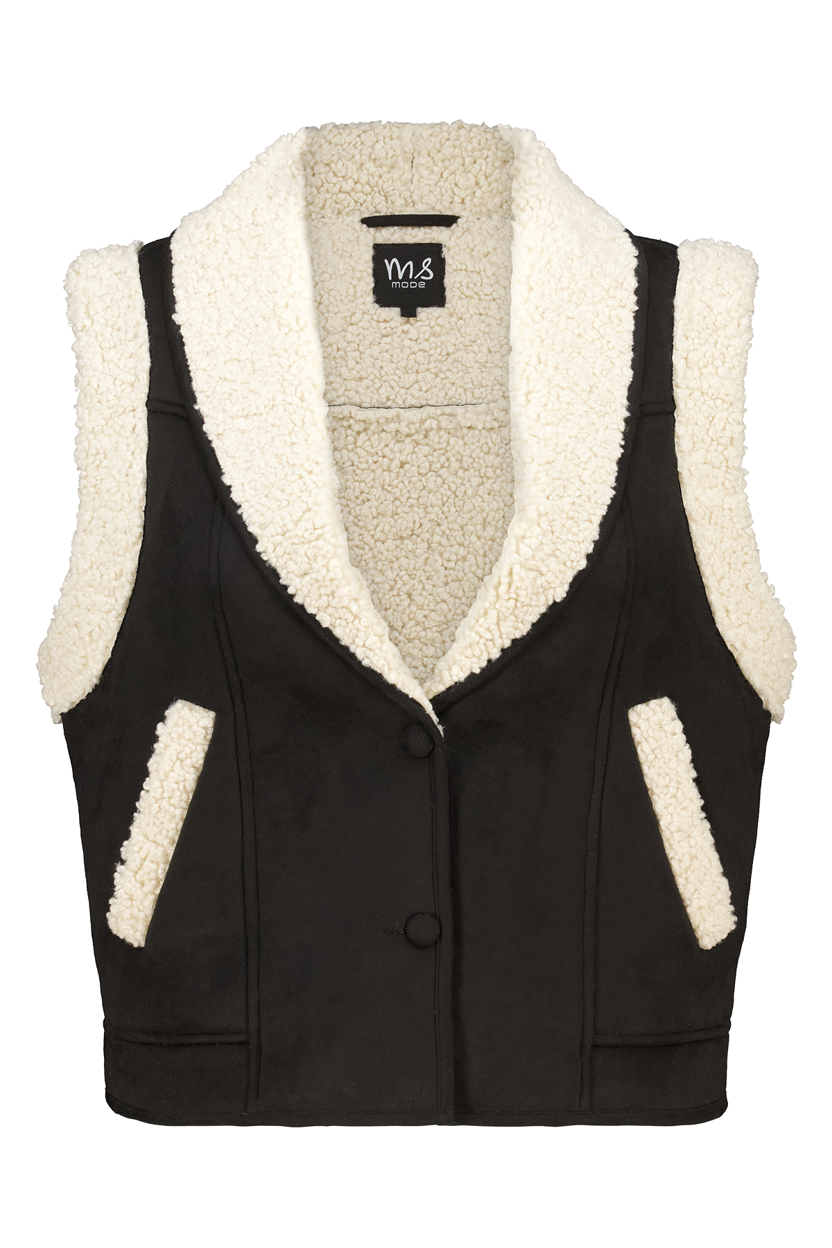 Gilet met teddy voering Zwart