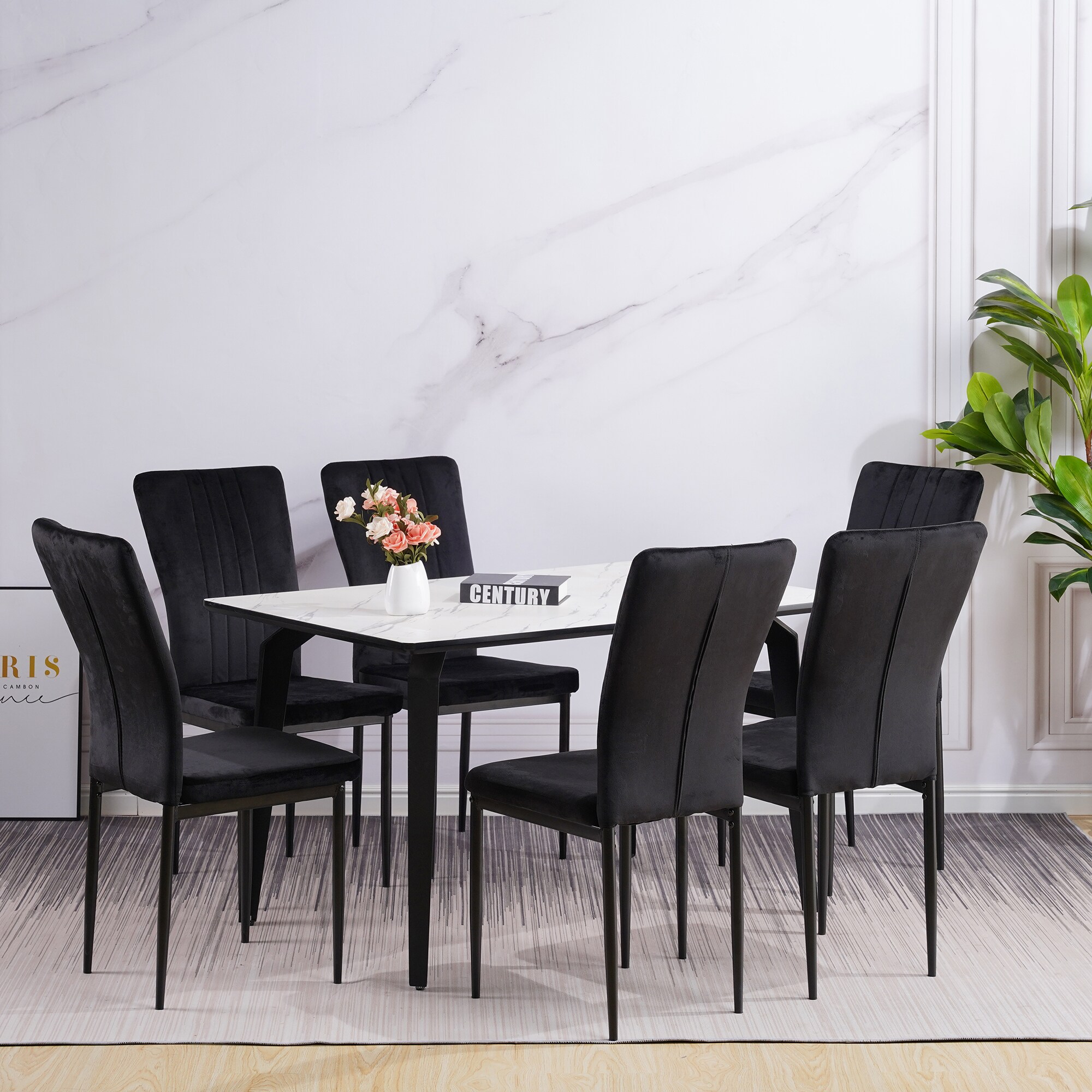 Albatros Esszimmerstühle mit Samt-Bezug 4er Set MODENA, Schwarz - Stilvolles Vintage Design, Eleganter Polsterstuhl am Esstisch - Küchenstuhl oder Stuhl Esszimmer mit hoher Belastbarkeit
